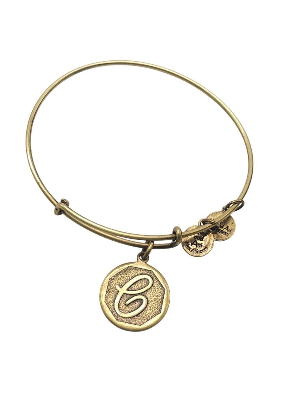 Alex And Ani Gold-Tone Initial C Charm Bangle Bracelet Adjustable 2013